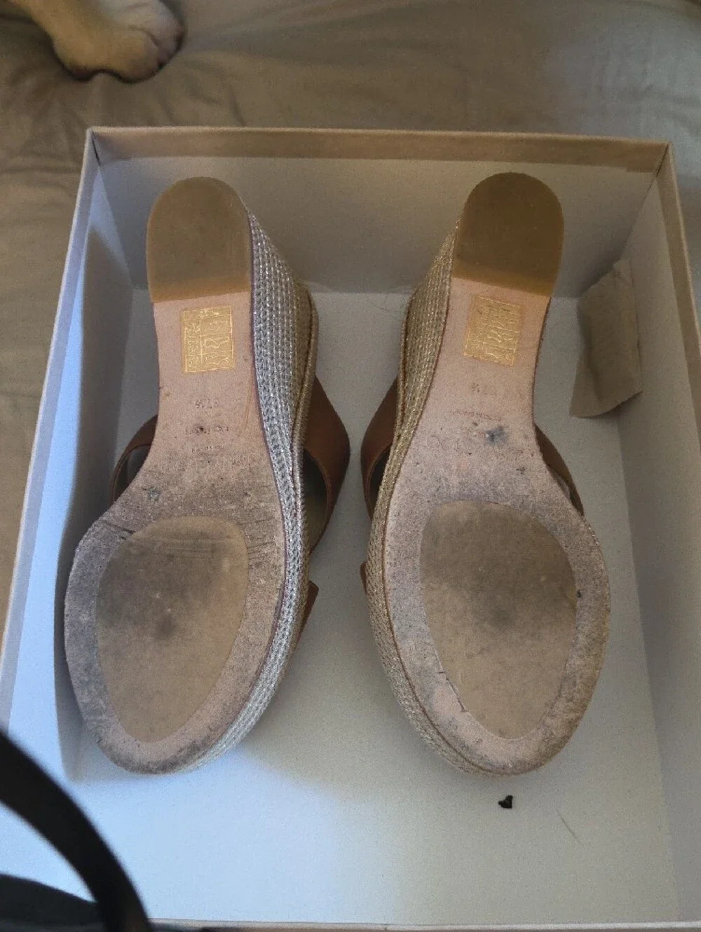Jimmy Choo Brown Leather Espadrille Wedge Sandals - Picture 4 of 8
